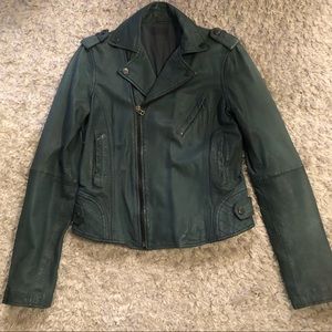 Zadig & Voltaire Leather Moto Jacket Size 6 Teal